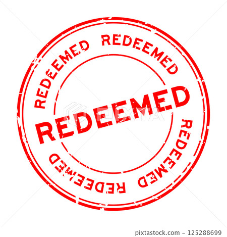 Grunge red redeemed word round rubber seal stamp on white background Grunge red redeemed word round rubber seal stamp on white background 125288699