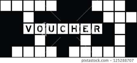 Alphabet letter in word voucher on crossword puzzle background 125288707