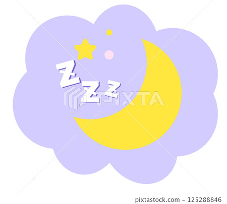 夜空中的雲朵和新月的插圖 125288846