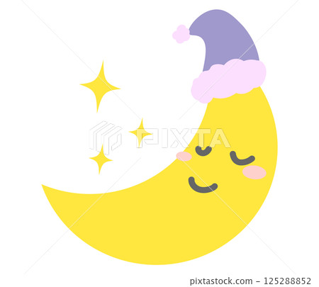 Smiling sleeping moon character illustration 125288852