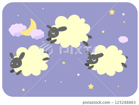 Illustration of three sheep sleeping 125288863