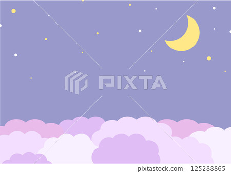 夜空中的雲朵和新月的插圖 125288865