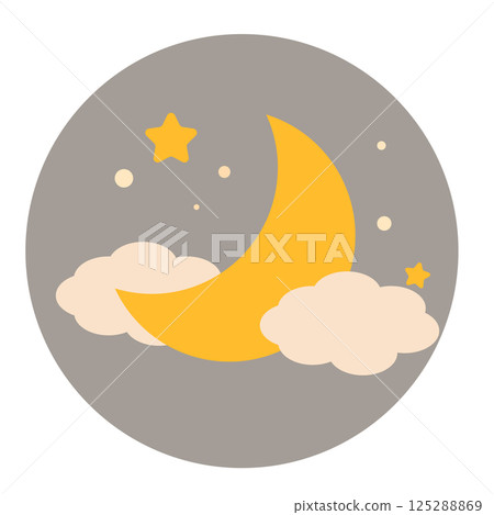 夜空中的雲朵和新月的插圖 125288869