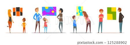People at Art Gallery Look at Museum Exhibition Vector Set People at Art Gallery Look at Museum Exhibition Vector Set 125288902