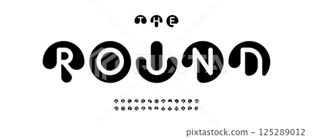 Round Circle Font, Creative Drippy Style Letter, Alphabet For Fun Branding, Kids Games, Arcade Logos. Unique Liquid Typography Design. Vector typeset 125289012