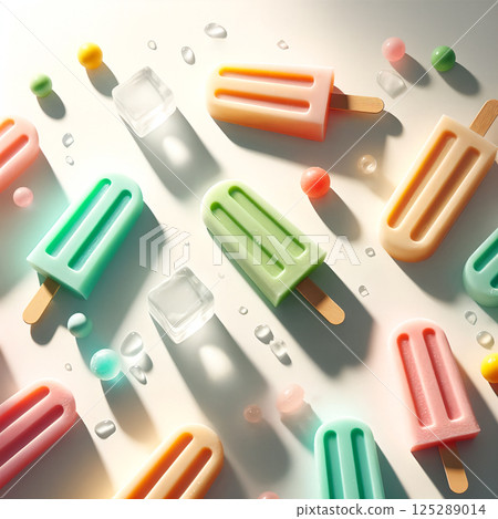 Summer ice cream stick and ice mass background picture, summer ice product wide announcement sea report material picture piece 125289014
