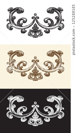 Set damask hand drawing design element vector art 125289185