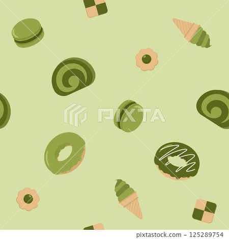 抹茶糖果無縫圖案 抹茶糖果無縫圖案 125289754