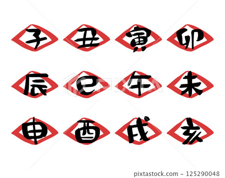 書法風格可愛十二生肖字符集2 書法風格可愛十二生肖字符集2 125290048