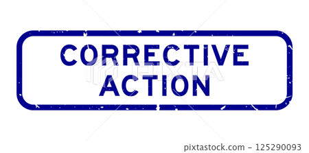 Grunge blue corrective action word square rubber seal stamp on white background 125290093