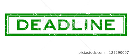 Grunge green deadline word square rubber stamp in white background 125290097