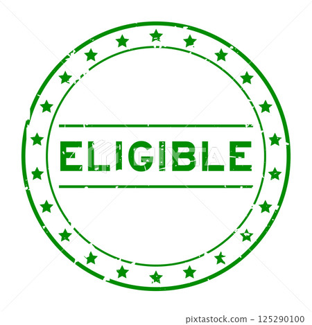 Grunge green eligible word round rubber seal stamp on white background Grunge green eligible word round rubber seal stamp on white background 125290100