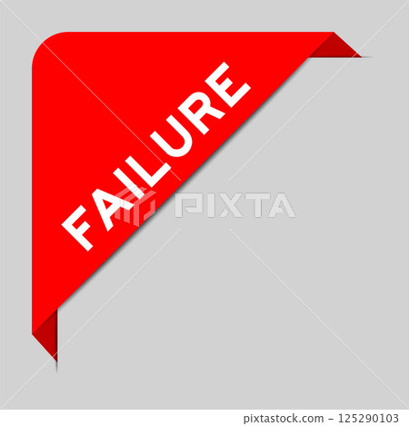 Red color of corner label banner with word failure on gray background 125290103