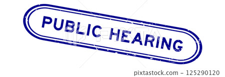 Grunge blue public hearing word rubber seal stamp on white background Grunge blue public hearing word rubber seal stamp on white background 125290120