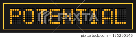 Orange color led banner in word potential on black background 125290146