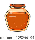 Jar with cork with dark orange honey natural sweetness. Beekeeping 125290194