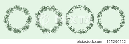 Round palm leaf wreath set Round palm leaf wreath set 125290222