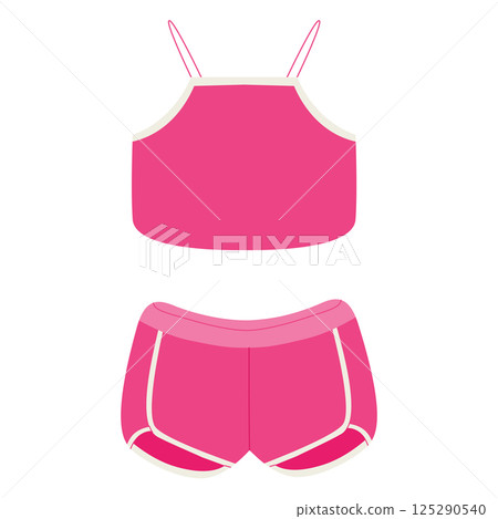 Pink underwear in sport style. Shorts and top set. 125290540