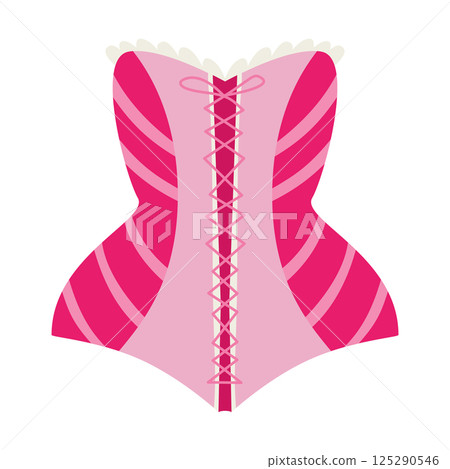 Pink corset. Vintage underwear isolated on a white background. 125290546