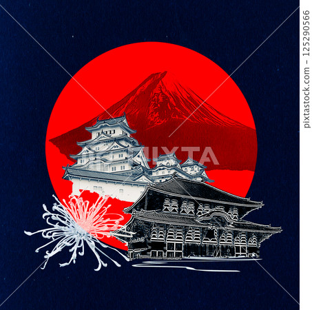 Art collage and design of a Japanese traditional travel destinations 125290566