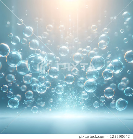 Bubble bubbles in water slowly falling background picture, clean washing bathing concept wide publicity wide sea news bulletin material picture piece 125290642