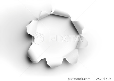 Torn Hole In White Paper 125291306