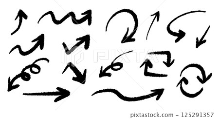 向量筆手繪箭頭設定黑色 向量筆手繪箭頭設定黑色 125291357
