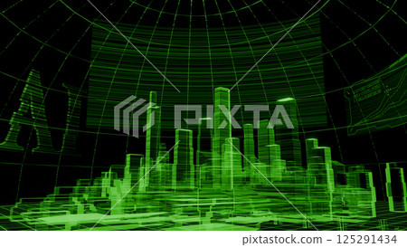 Cyberspace city image background Cyberspace city image background 125291434