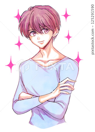 Man with arms folded, smiling, sparkling Man with arms folded, smiling, sparkling 125291590