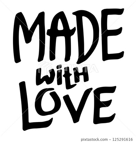 Made with Love. Hand Drawn Modern Lettering with Hearts Made with Love. Hand Drawn Modern Lettering with Hearts 125291616