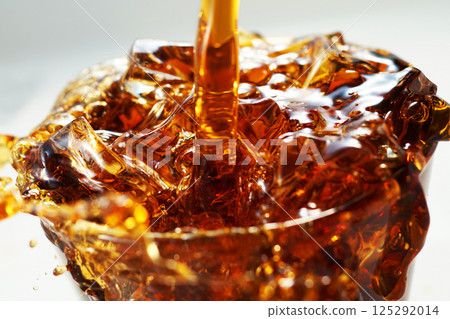 冰咖啡被大力倒入玻璃杯中 冰咖啡被大力倒入玻璃杯中 125292014