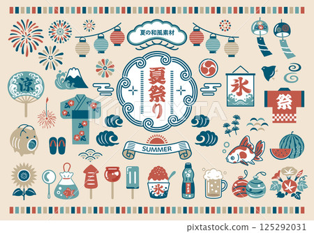 夏季材料和日式框架設計集 125292031