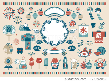 夏季材料和日式框架設計集 夏季材料和日式框架設計集 125292032