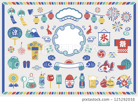 夏季材料和日式框架設計集 125292038