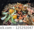 Compost bin filled with organic waste . Concept ecofriendly lifestyle. Sustainable living. Organic waste 125292047