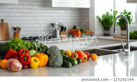 Reusable Tote Bag with Fresh Vegetables 125292144