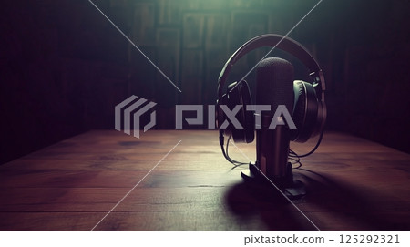 Hyper-Realistic 4K Image of Sleek Microphone 125292321