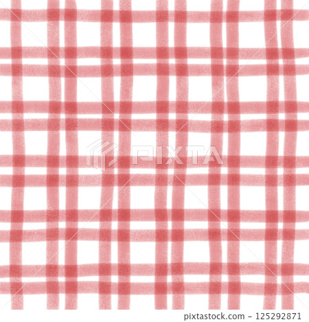 Red Plaid Gingham Check Hand Drawn Background Pattern Overlay Red Plaid Gingham Check Hand Drawn Background Pattern Overlay 125292871