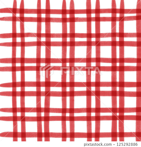 Red Plaid Gingham Check Hand Drawn Background Pattern Overlay Red Plaid Gingham Check Hand Drawn Background Pattern Overlay 125292886