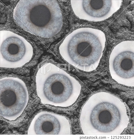 A lot of eyes looking through holes 125293223