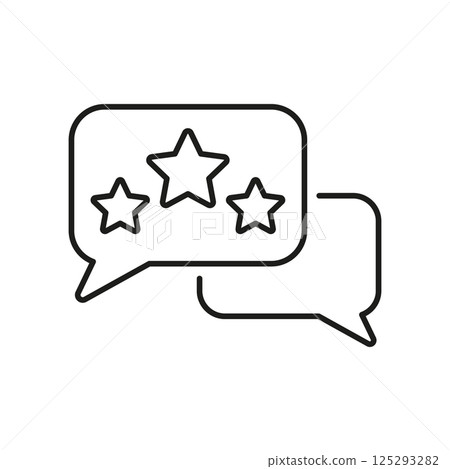 Speech Bubbles With Stars Line Icon. Customer Feedback, Review, And Rating Outline Symbol. Communication And Evaluation Concept. Editable Stroke. Isolated Vector Illustration 125293282
