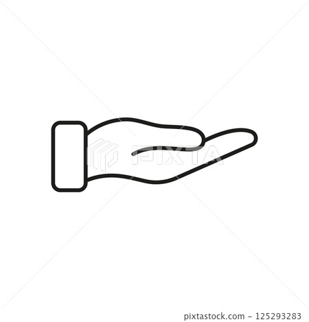 Open Hand Gesture Line Icon. Offering, Receiving, And Giving Symbol. Support, Help, And Assistance Representation. Editable Stroke. Isolated Vector Illustration 125293283