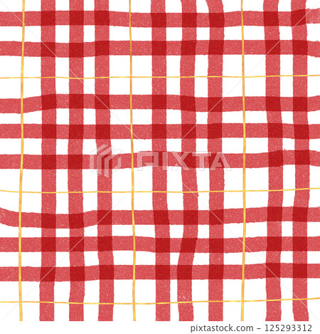 Gold Red Plaid Gingham Check Hand Drawn Background Pattern Overlay Gold Red Plaid Gingham Check Hand Drawn Background Pattern Overlay 125293312