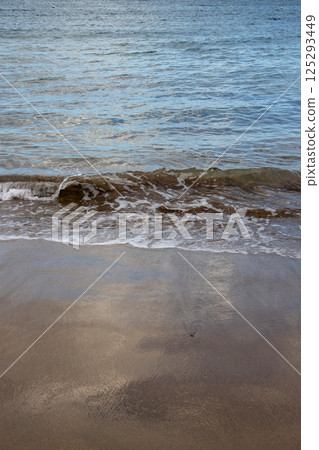 Sand beach and a line of the tide, Gran Canaria, Spain Sand beach and a line of the tide, Gran Canaria, Spain 125293449