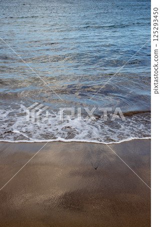 Sand beach and a line of the tide, Gran Canaria, Spain Sand beach and a line of the tide, Gran Canaria, Spain 125293450