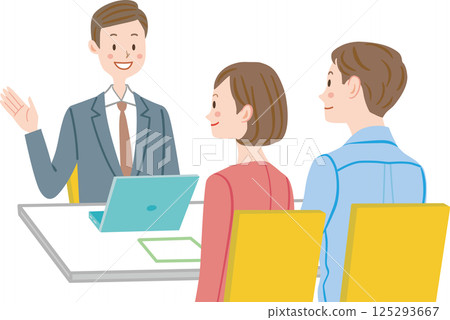 櫃檯諮詢的情侶：資產管理、保險、理財 125293667