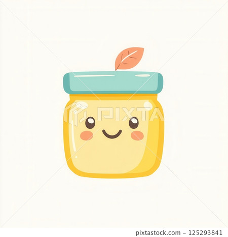 Cute baby food logo featuring apple puree jar with smiley face in soft pastel colors for childrens nutrition products Generative AI Cute baby food logo featuring apple puree jar with smiley face in soft pastel colors for childrens nutrition products Generative AI 125293841