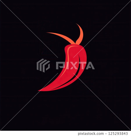 Modern chili pepper logo featuring sleek and bold red color with minimalist fire icon for branding and culinary projects 125293843