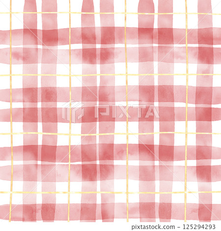 Gold Red Plaid Gingham Check Hand Drawn Background Pattern Overlay Gold Red Plaid Gingham Check Hand Drawn Background Pattern Overlay 125294293