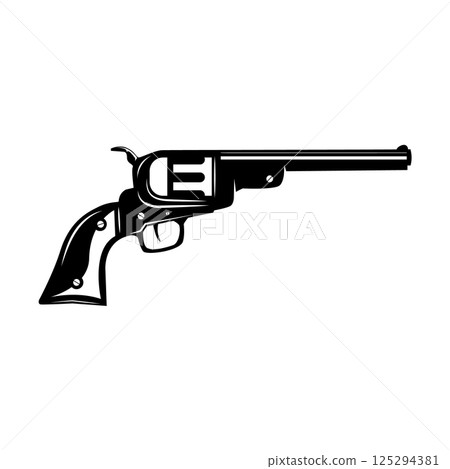 Illustration of cowboy revolver isolated on white background Illustration of cowboy revolver isolated on white background 125294381
